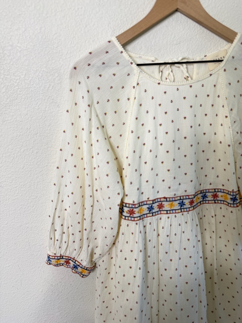 Sezane Grace Dress Embroidered Babydoll Tie Back Womens Size 34 / US XS - Picture 5 of 9